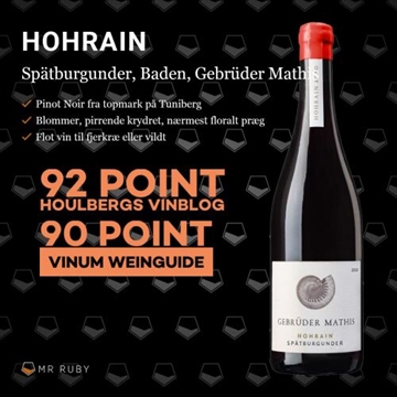 2020 Hohrain Spätburgunder, Gebrüder Mathis, Baden, Tyskland